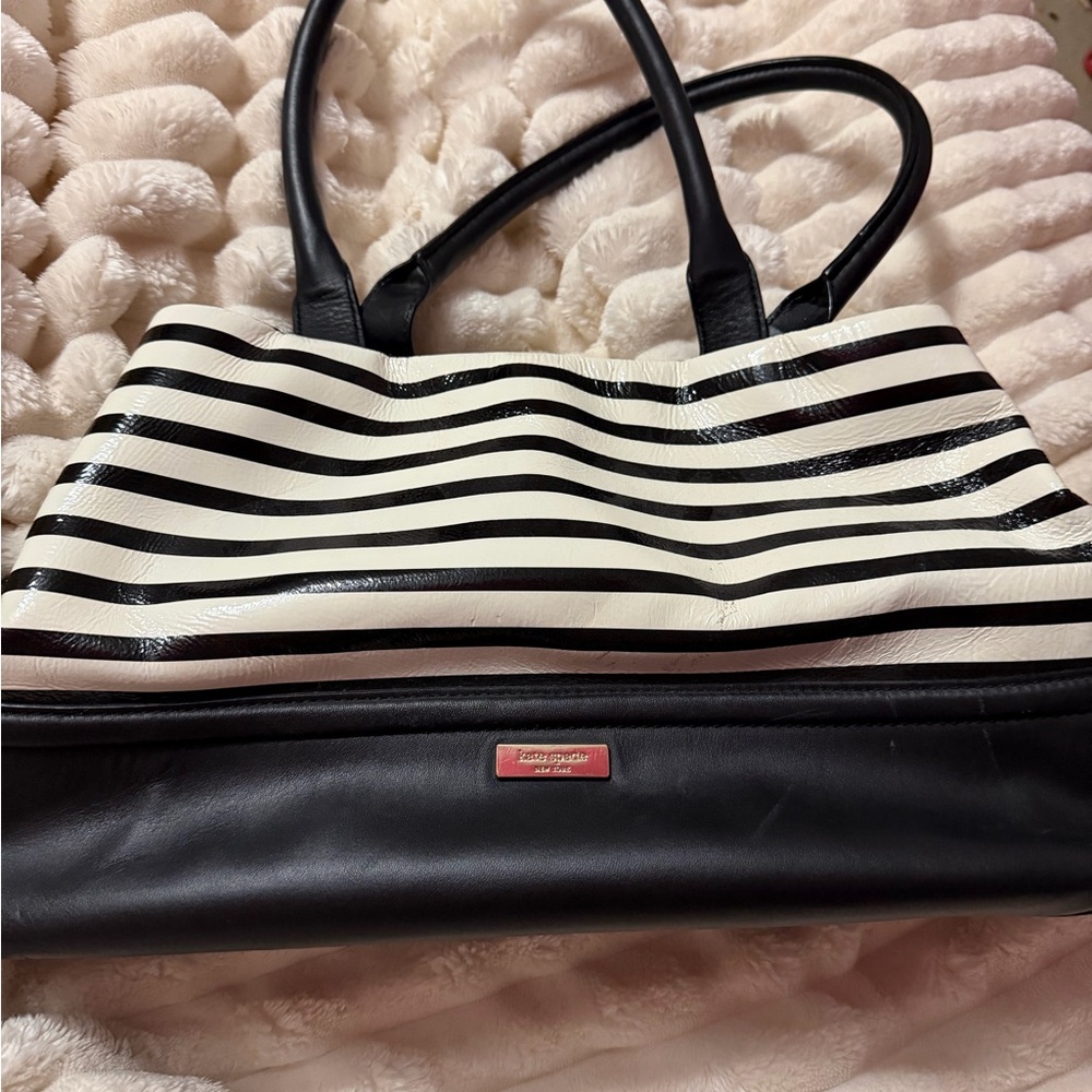 Vintage Kate Spade Black and White Striped Tote